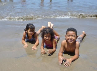 3 kids at Playa Gigante,Nicaragua
