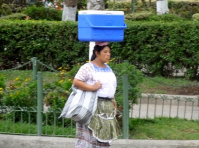Mayan woman carrying a hamper - Antigua,Guatemala